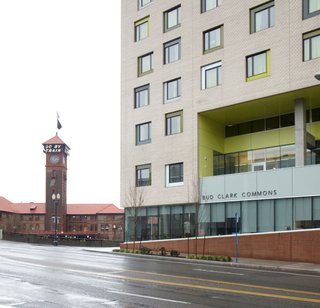 Commons' Grounds - Photo 9 of 9 - The eight-story structure provides laundry facilities, medical services, psychological services, temporary shelter beds, educational programs (including a library), and gathering spaces. Photo by Chris Mueller.