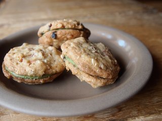 Although not available online, these cookies with a matcha tea filling will be available in the cafe space.