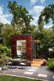 With little to no permitting required, Sett Studio units can be used for an extra bedroom, a yoga studio, a hydroponics growing area or an office space, like this 96-square-foot one shown here.