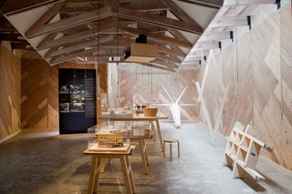 Here's the interior of Finnish pavilion featuring an exhibition of young finish architects curated by Juulia Kauste.