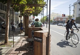 This parklet on Valencia Street in San Francisco is one of the many that dot the city. Photo by David Lloyd.