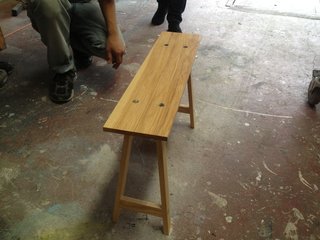 A traditional Chinese bench gets the Chen and Kai treatment with abalone inlays masking the hardware.