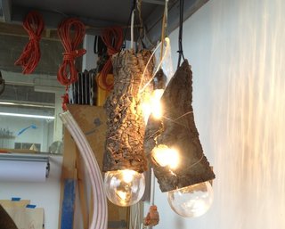 Daniel's latest work is a foray into lighting. The found-wood vessels stay true to the thread of sustainability found throughout his work.