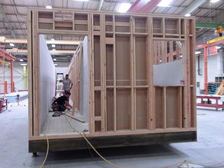 A view of the Harriet Street apartment units under construction in ZETA's factory near Sacramento.