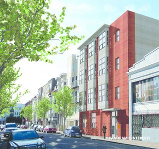 A rendering of the building at 38 Harriet Street in San Francisco's SoMa district.