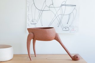 Maker's Mark - Photo 4 of 7 - While a resident, Van Saene created animistic bisque pottery inspired by African masks, including a one-off hand-built vessel titled I Feel Perfectly Terrible. Upcoming artists include Johanna Grawunder, a former partner at architect Ettore Sottsass’s studio in Milan, who will, starting in February, create lamps from found objects.