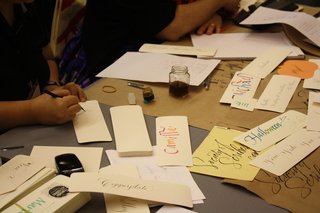 Designers and Book Fair 2012 - Photo 1 of 6 - The NYC-based nonprofit Society of Scribes was on hand designing bookmarks for book fair participants.