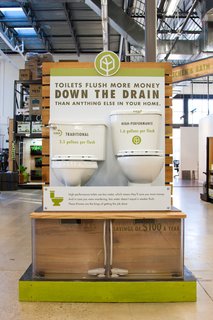 One of TreeHouse's several experiential learning centers educates shoppers about the differences between conventional and eco-friendly toilets.