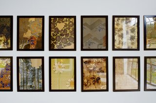 Lyng Hansen steamed and framed remnants of 19th-century wallpaper found during the renovation.