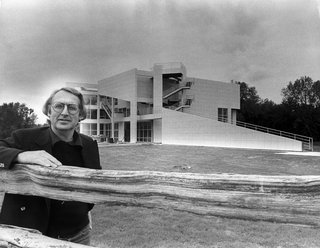 Richard Meier's Practice at 50 - Photo 2 of 10 - Portrait at The Atheneum in New Harmony, Indiana, taken in 1979. (Copyright Richard Meier & Partners)