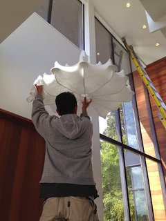 A Home with Eclectic Style Looks Just Right - Photo 19 of 19 - As in many renovations, decorative touches, like this Marcel Wanders chandelier, were occasionally installed before more critical elements.