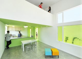 Working with a construction budget of $165 per square foot, the architecture firm accommodated three bedrooms and two bathrooms in each of the designs and sought to instill the spaces with the elements not typically associated with affordable housing. "With good, thoughtful design, this category of residences does not have to have an expected, underwhelming look," Michael Lehrer, the firm's president and founder, says. "Just call it gracious housing with emblems of luxury: ample natural light; views; generous indoor-outdoor relationships; processional spaces; and an open, trusting, and welcoming attitude to the street."