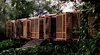 Lightweight shuttered doors made of western red cedar line the outer edge of the front porch, providing privacy and protection from the weather. The wood is left unstained, so it will age naturally in a way that’s similar to the surrounding ipe wood. Just behind the shutter system, 50-feet of glass walls broken into four sets of sliding panels open to eliminate the barriers between indoor and outdoor spaces. Photo 2 of Brillhart House modern home