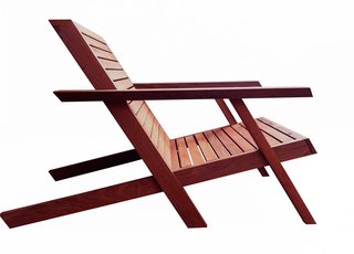 Made from Ipe, this is EndGrain’s contemporary take on the Adirondack chair, an American classic. With slightly exaggerated geometric shapes and an angular feel, the design language was informed by designer Michael Rupich’s background as a graphic designer.
