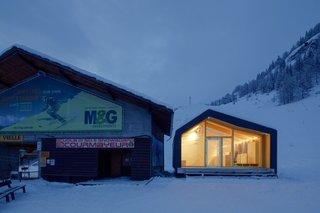 This Prefab Ski School in the Alps Took 10 Days to Assemble - Photo 2 of 7 - Architect Stefano Girodo explains the building has a "completely prefabricated and modular structure." It was built using recyclable and environmentally friendly materials and designed to ensure easy mechanical assembly once on site.