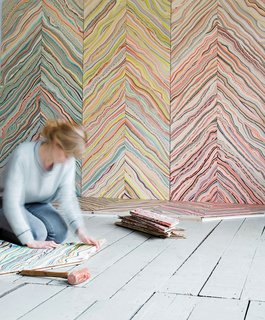 Color Me Mad! - Photo 6 of 31 - Marbelous Wood by Snedker Studio. Danish designer Pernille Snedker Hansen’s custom installations involve treating local Nordic wood with a marbling effect in toned-down hues.