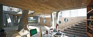 For a family in Lima, a team from local firm 51-1 Arquitectos built Casa Serpiente, which meanders around 25 existing trees. Husband Irzio’s study is among the few ground-level rooms in the 4,300-square-foot house.