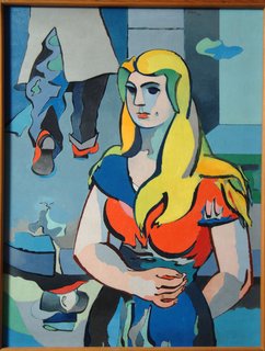 La Fille au Reflect D'Homme oil by Jean Helion— This oil by noted French abstract artist Jean Helion is the cover image for the new Peru Community Schools Art Gallery.