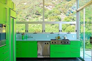 How the Colors in Your Kitchen Affect Your Appetite - Photo 9 of 11 - "This is the Beauvoir House, located in Las Flores Canyon in Malibu," says Bruce Bolander. "The color was influenced by the color of the new growth on the chaparral that surrounds the house. The house and kitchen are both very small; the house is about 1600 square feet."