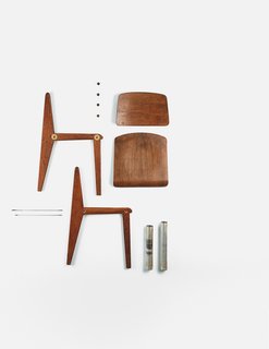 After World War II, the Ateliers Jean Prouvé reinvigorated their research into "demountables," a new type of assembly-required chair akin to what we might call "flat pack" today.