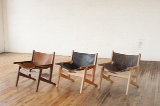 Phloem Studio's Peninsula Chair - Photo 2 of 4 - Here you see the full array of colors and materials for these handmade chairs. The slings are in earth tones while the wood ranges from domestic hardwoods to ebonized ash.