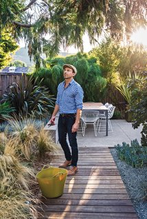 "I love the look of mass plantings," notes Neely, near Mexican feather grasses--which thrive on the sunny lot.