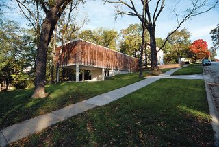 Contemporary Kansas Home with Wood Slatted Exterior Screen - Photo 1 of 2 - Photo by: Dan Rockhill