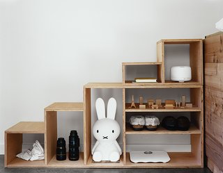 Abandoned Industrial Compound Becomes a Modern Home Base - Photo 6 of 11 - The built-in storage holds 30 pairs of Kiyoko’s shoes.