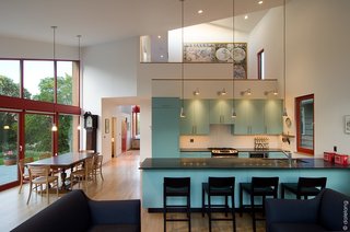 The kitchen window was designed to look into the Goodchilds' daughter's home.