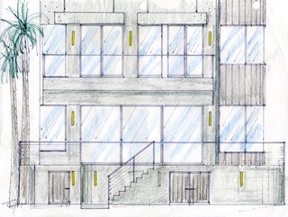 An original sketch of the couple's residence by project designer John A. Turturro of Turturro Design Studios and architect of record Larry Graves of Alliance Design Group.<br><br>To learn more about the Cranston Residence project and its players, please visit www.3palmsproject.com