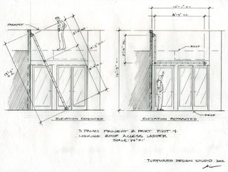 A drawing illustrates the two-part pivot and locking roof access ladder.<br><br>To learn more about the Cranston Residence project and its players, please visit www.3palmsproject.com
