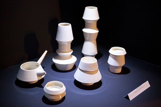 Now working from Istanbul, Müzz Design team’s Erin Türkoğlu and Melodi Bozkurt first met in Pratt Institute's Industrial Design program. Their interests criss-cross from furniture and product to fashion. They introduced their Novela Vessels, a graphical series of tabletop vessels.