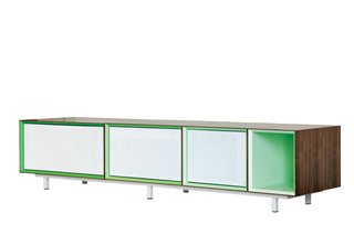6 Noteworthy Designs from Salone Satellite 2013 - Photo 3 of 4 - Matthew LechowickHidden media console, is a mix-and-match cabinet integrating household media components, and Reveal, a wall clock that tells time by rotating 72 individual wood pieces.