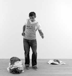 Oscillating from the light-hearted to the profound, some of the most intriguing instructions are also the simplest. Jérôme Bel Shirtology, 2012 © Tate, 2012; Photo: Tate Photography, Gabrielle Fonseca Johnson