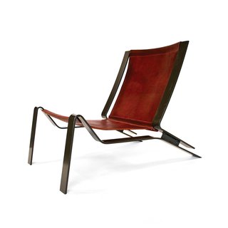 American Made Design: Dust - Photo 4 of 4 - The Larrea lounge combines a latigo leather sling seat with a powder-coated steel frame.