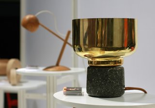 Norway Represents at 2013 Dwell on Design - Photo 6 of 8 - Morse lamp by Morten&Jonas. The series of lamps made out of spun brass; the base is granite stone from Norway, handcrafted into two soft and warm shapes.