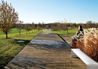 The deck in the "memory orchard" of the Field House.