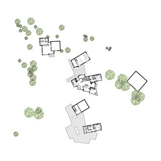 An Artist Builds a Wooden Home That Lets Nature Be the Boss - Photo 6 of 7 - Bullitt Residence Floor Plan: A Art Studio, B Sound Studio, C Garage, D Breezeway, E Pantry, F Kitchen, G Office-Alcove, H Mudroom, I Guest Bathroom, J Guest Bedroom, K Meditation Room, L Screened-in Porch, M Living-Dining Room, N Barn, O Exercise Loft, P Master Bathroom, Q Master Bedroom