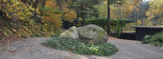 Inspired by Japanese landscape design practices, Wright placed this large rock in the center of Manitoga's driveway. Named the Eye of Manitoga, rocks such as these dot the property's trails. They're meant to block movement and force a moment of contemplation.