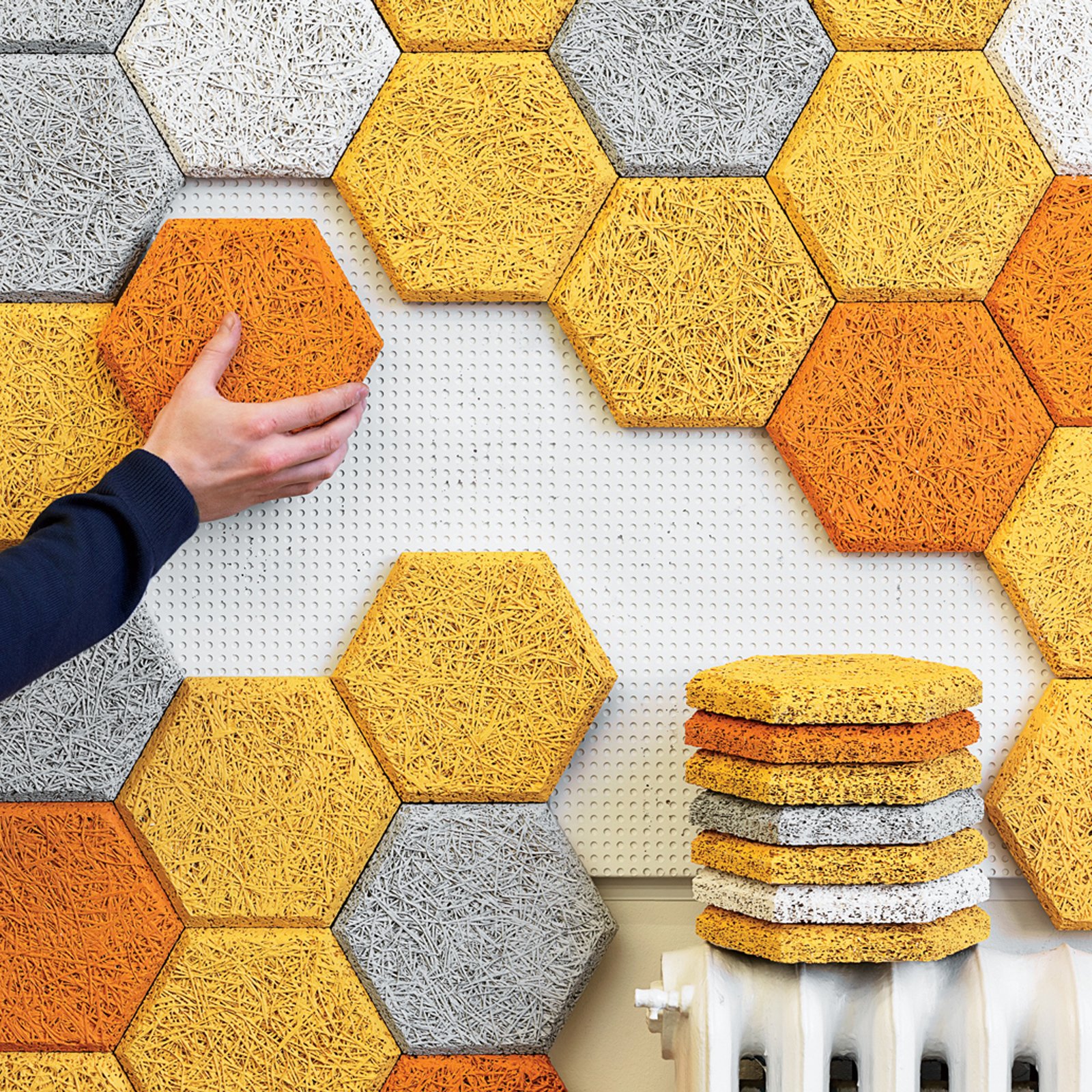 How to Use Modern Home Decor in Unexpected Ways - Photo 1 of 9 - BAUX Acoustic WoodWool Panels & Tiles are made from wood wool, cement, and water—and are recyclable and eco-friendly.