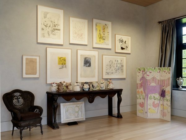 According to Brant, during his early years Andy often contributed illustrations to Tiffany’s seasonal ads—including these nativity drawings from a Christmas campaign. Commercial drawings of Andy's like these were one of the first times he would use transfers from stamps, a process which would later be used on drawings of Jackie Kennedy and other works.<br><br>Credit Stefan Altenburger, Courtesy The Brant Foundation