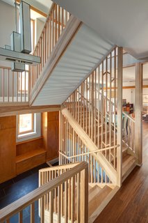 Sustainable Living: Chicago's First Certified Passive House - Photo 5 of 8 - The American Yellow Birch-clad staircase was designed as a screen inspired by light filtering through a forest.<br><br>Photo by: Eric Hausman Photography