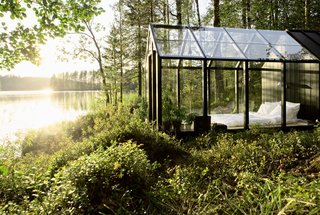 Helsinki architect Ville Hara and designer Linda Bergroth collaborated on this prefab shed-meets-sleeping-cabin, which can be assembled with little else than a screwdriver. Bergroth, inspired by nomadic yurt-dwellers, wanted an indoor/outdoor experience for her property in Finland.