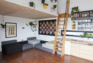 "When it's time to put our noses to the grind stone and produce work, we head upstairs," Benson says. "Myself and one or two fellow designers will chip away at things in the loft into the evenings."