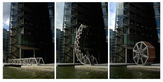 Completed in 2004, the hydraulic Rolling Bridge in London defies the standard drawbridge: It unfurls and rolls up to a circular structure to both allow pedestrians to cross an inlet behind Paddington Station, and accommodate passing boats. The studio drew inspiration from industrial and organic forms—and in particular, the animatronic dinosaurs featured in the 1993 film Jurassic Park.