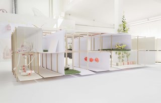Designer Louise Campbell Featured at Imm Cologne - Photo 1 of 7 - The maquette that Campbell is working from is a giant storage unit simulacrum, where a series of boxes come to life with their uses, which are meant to be flexible but still rational.