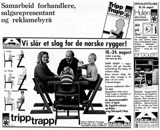 How the Iconic Tripp Trapp High Chair Came to Life - Photo 4 of 6 - Kaare Stokke, owner and CEO of Stokke, which has manufactured the Tripp Trapp since 1972, fronted one of the first marketing campaigns for the chair in 1974. Seated with his wife and children in Opsvik’s design, Stokke publicized it as an ergonomic chair for the whole family.