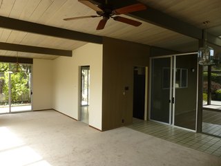 Sunny Renovation of an Eichler Great Room - Photo 4 of 5 - This shot shows how the space was previously partitioned.