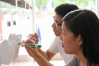 Students at work in the BetaBox on the Duke University campus in 2014.