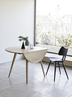 Ercol reintroduces the Originals Drop Leaf Table, which first launched in the 1950s. The elm-and-beech table has two folding flaps, which easily expand to seat four.